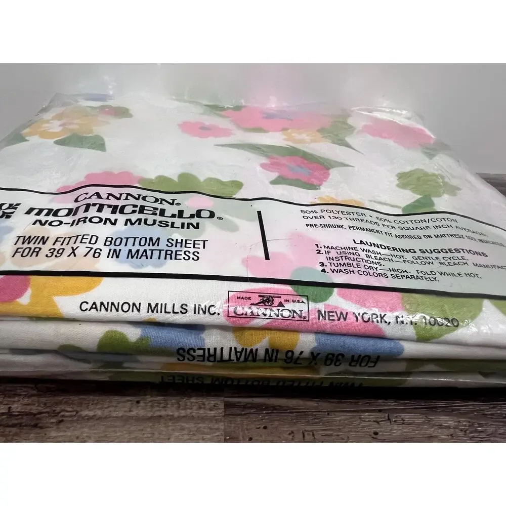 Vintage Cannon Monticello 1970s Twin Fitted Sheet Factory Sealed NOS